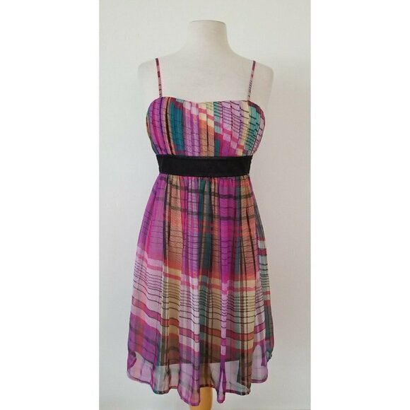 Twenty One Purple Plaid Dress Adjustable Spaghetti Straps Size Small - Picture 1 of 5